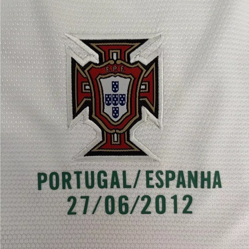 Ronaldo #7 Portugal Longsleeve Soccer Jersey Retro Euro 2012 Away White - Picture 6 of 7